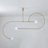 Modern Minimalist Linear Mobile Chandelier with Opal Glass Globes and Black Finish