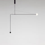 Modern Minimalist Linear Mobile Chandelier with Opal Glass Globes and Black Finish