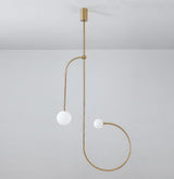 Modern Minimalist Linear Mobile Chandelier with Opal Glass Globes and Black Finish