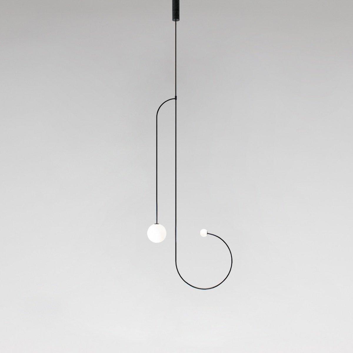 Modern Minimalist Linear Mobile Chandelier with Opal Glass Globes and Black Finish