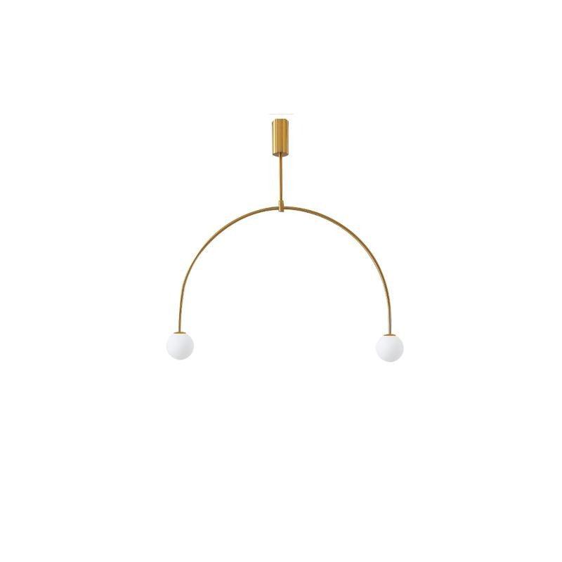 Modern Minimalist Linear Mobile Chandelier with Opal Glass Globes and Black Finish