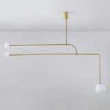 Modern Minimalist Linear Mobile Chandelier with Opal Glass Globes and Black Finish