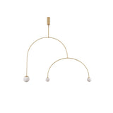 Modern Minimalist Linear Mobile Chandelier with Opal Glass Globes and Black Finish