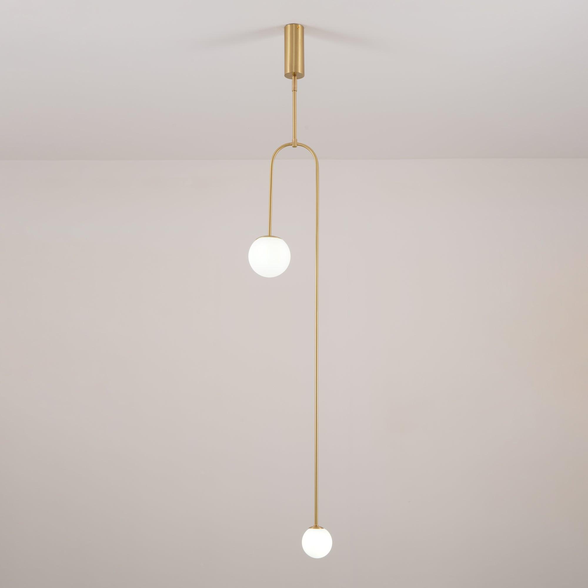 Modern Minimalist Linear Mobile Chandelier with Opal Glass Globes and Black Finish