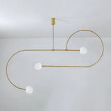 Modern Minimalist Linear Mobile Chandelier with Opal Glass Globes and Black Finish