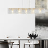 Modern Minimalist Long Strip Glass LED Chandelier Luxury Linear Pendant Light for Dining Room