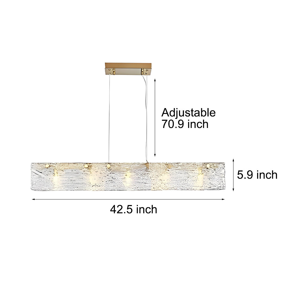 Modern Minimalist Long Strip Glass LED Chandelier Luxury Linear Pendant Light for Dining Room