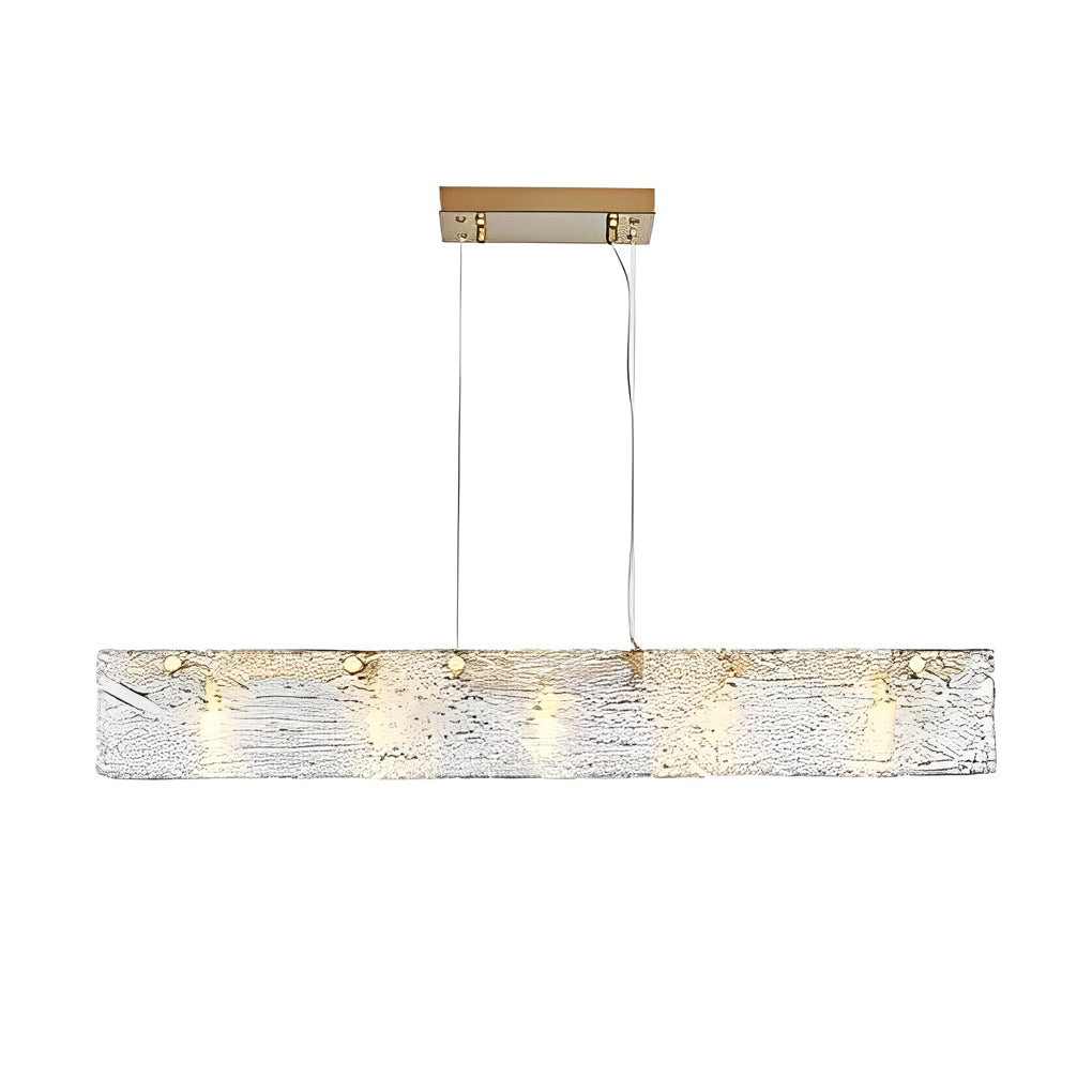 Modern Minimalist Long Strip Glass LED Chandelier Luxury Linear Pendant Light for Dining Room