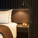 Modern Minimalist Long Swing Arm Wall Lamp Adjustable LED Bedside Sconce in Gold or Black