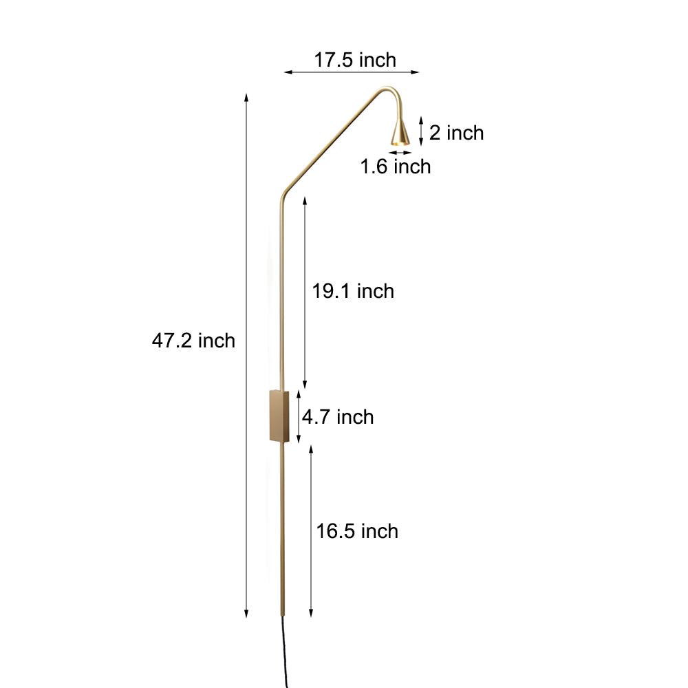 Modern Minimalist Long Swing Arm Wall Lamp Adjustable LED Bedside Sconce in Gold or Black
