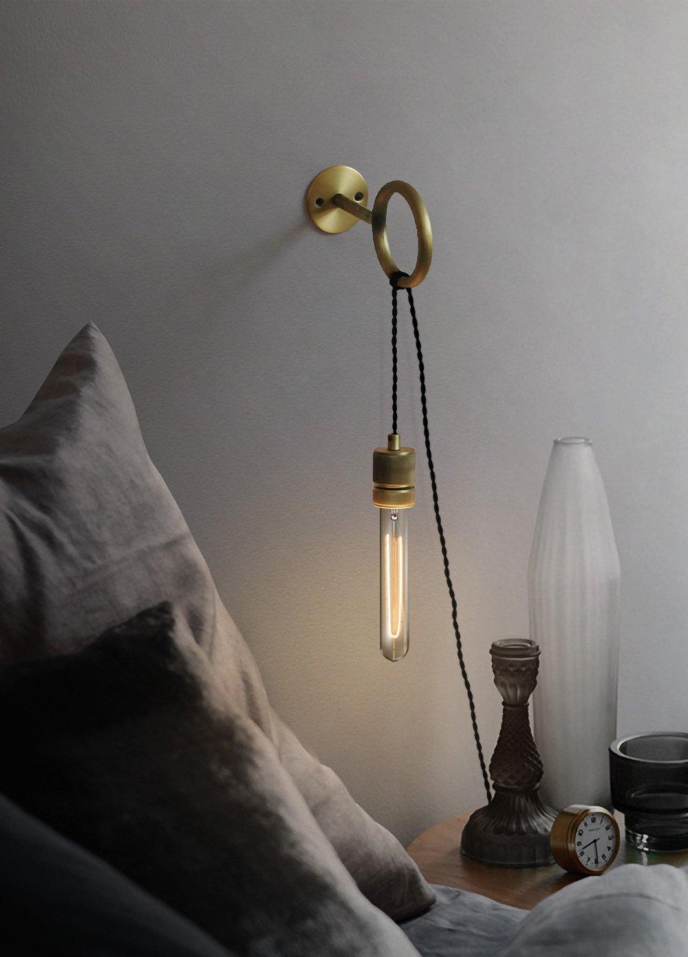 Modern Minimalist Loop Glass Wall Light with Plug in Socket and Copper Metal Finish