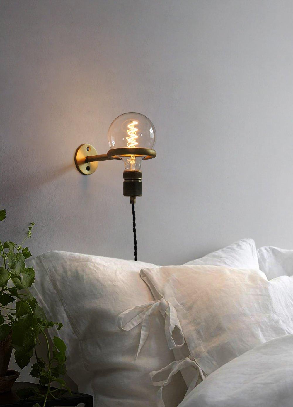 Modern Minimalist Loop Glass Wall Light with Plug in Socket and Copper Metal Finish