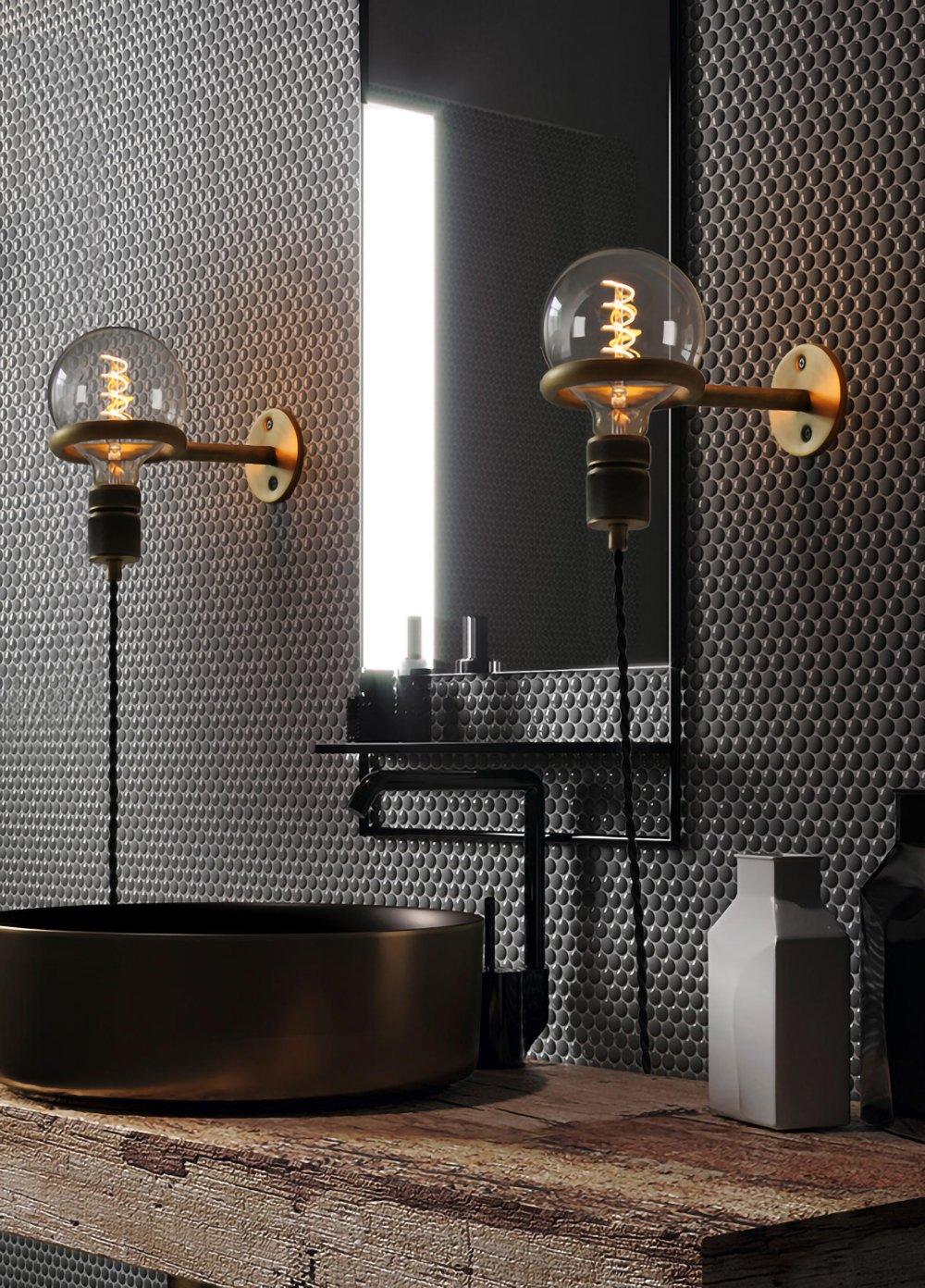 Modern Minimalist Loop Glass Wall Light with Plug in Socket and Copper Metal Finish