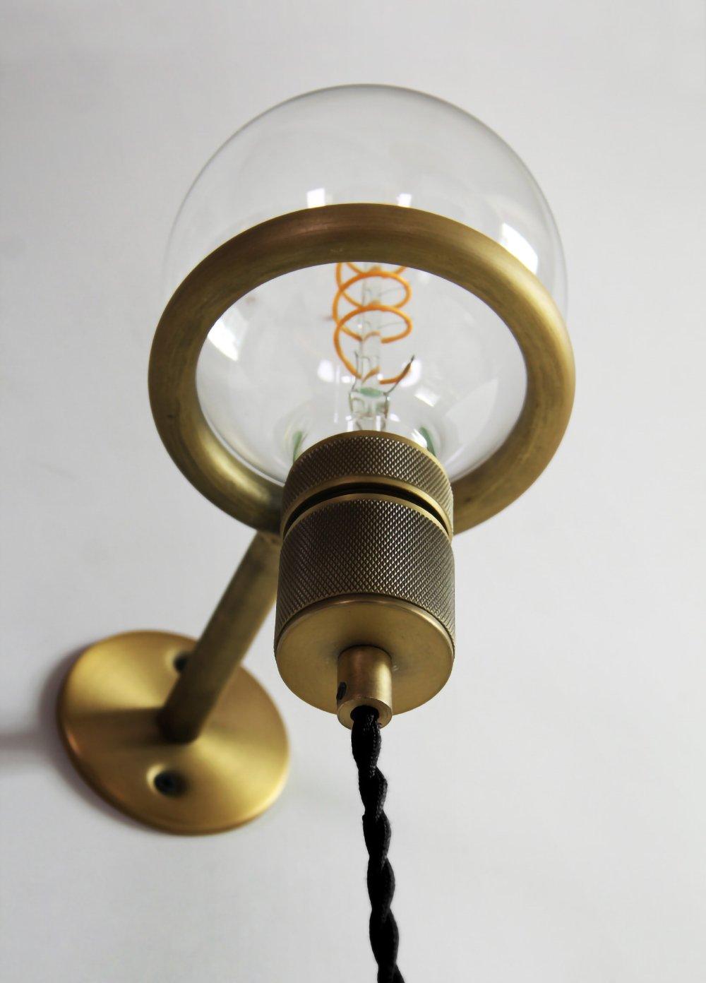 Modern Minimalist Loop Glass Wall Light with Plug in Socket and Copper Metal Finish