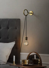 Modern Minimalist Loop Glass Wall Light with Plug in Socket and Copper Metal Finish