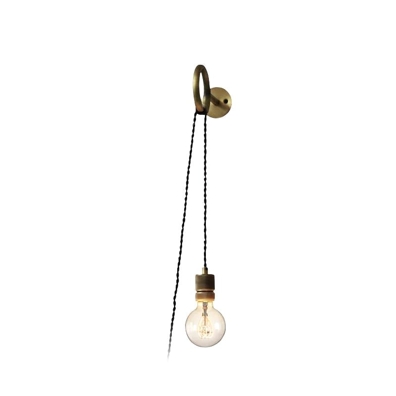 Modern Minimalist Loop Glass Wall Light with Plug in Socket and Copper Metal Finish