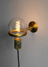 Modern Minimalist Loop Glass Wall Light with Plug in Socket and Copper Metal Finish