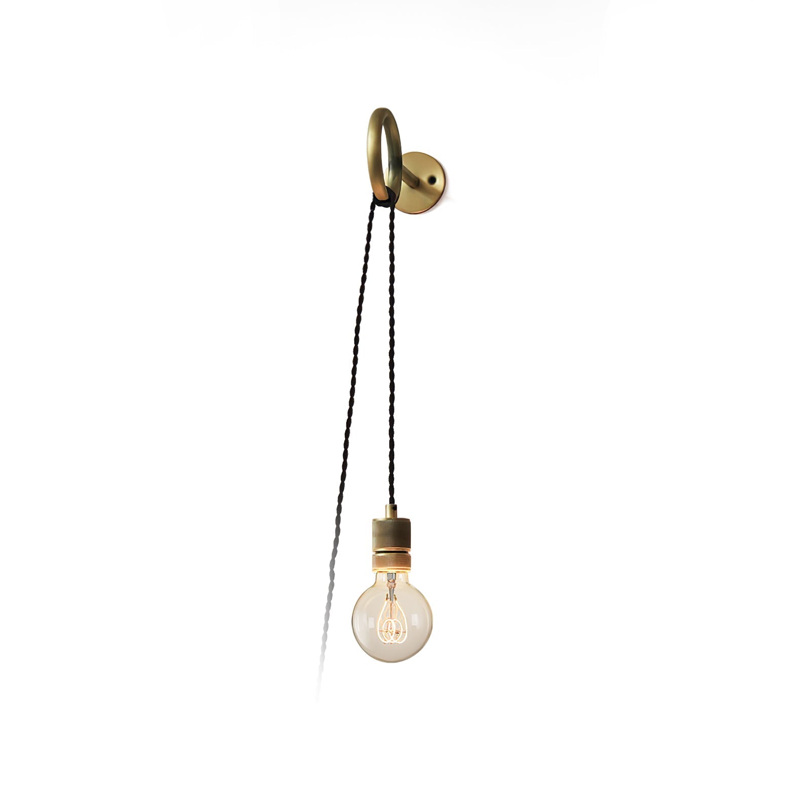 Modern Minimalist Loop Glass Wall Light with Plug in Socket and Copper Metal Finish