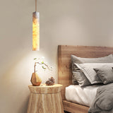 Modern Minimalist Marble Cylinder Pendant Light for Bedroom and Dining Room