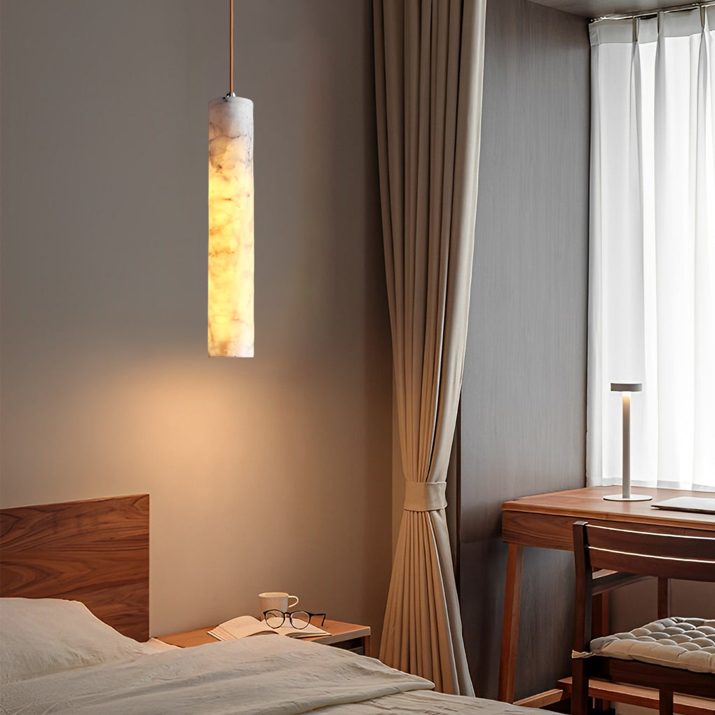 Modern Minimalist Marble Cylinder Pendant Light for Bedroom and Dining Room