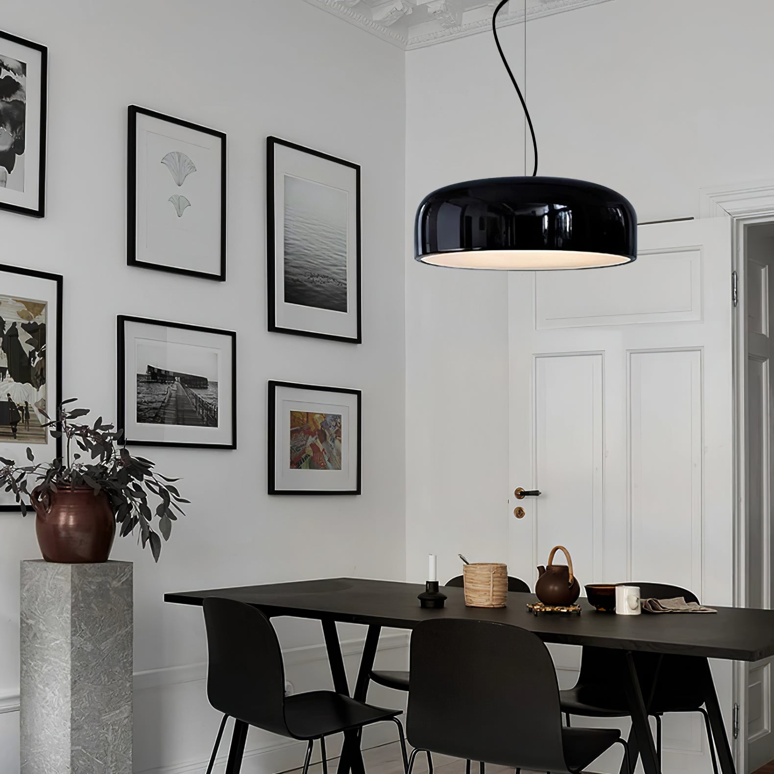 Modern Minimalist Oval Aluminum Pendant Light Potlid Style Ceiling Hanging Lamp for Home