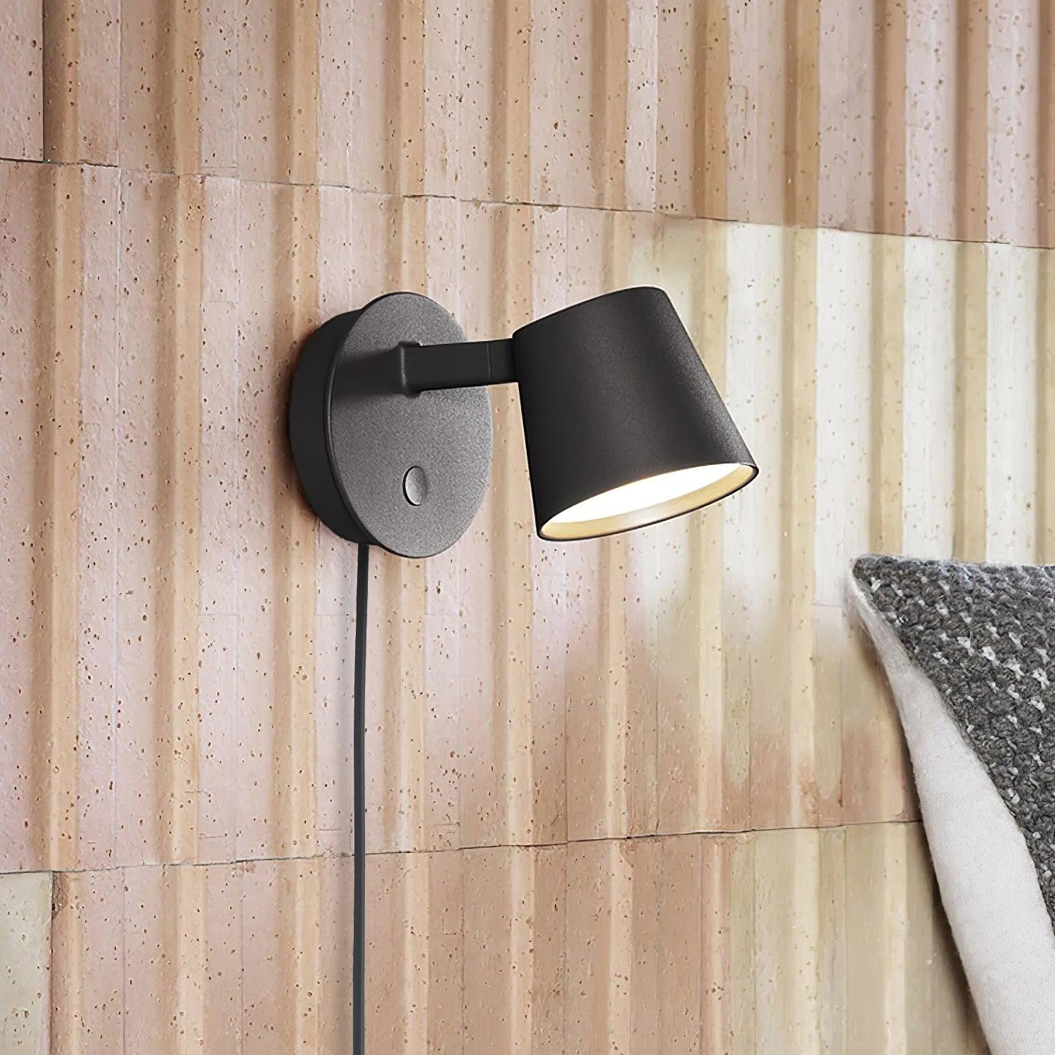 Modern Minimalist Plug In LED Wall Sconce with Adjustable Head and Inline Switch