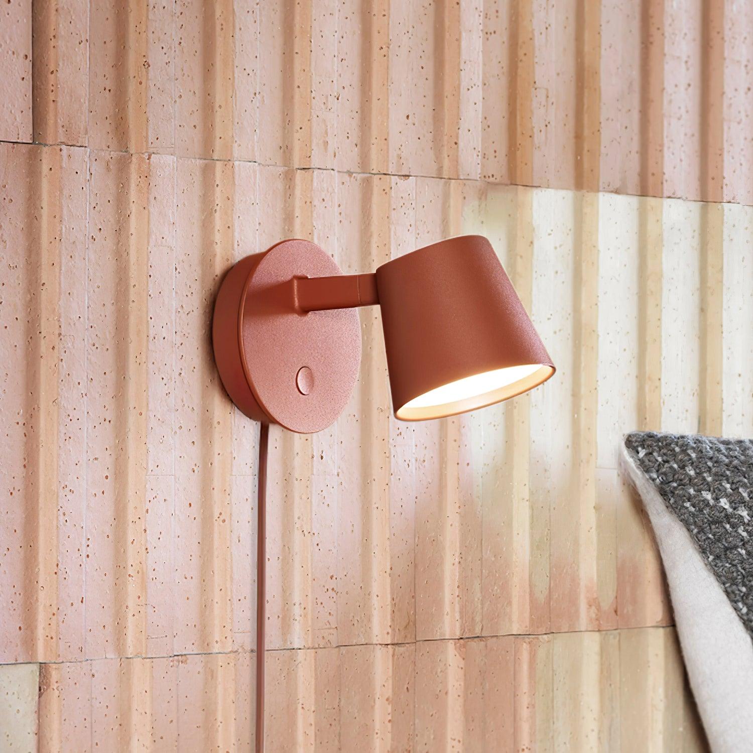 Modern Minimalist Plug In LED Wall Sconce with Adjustable Head and Inline Switch