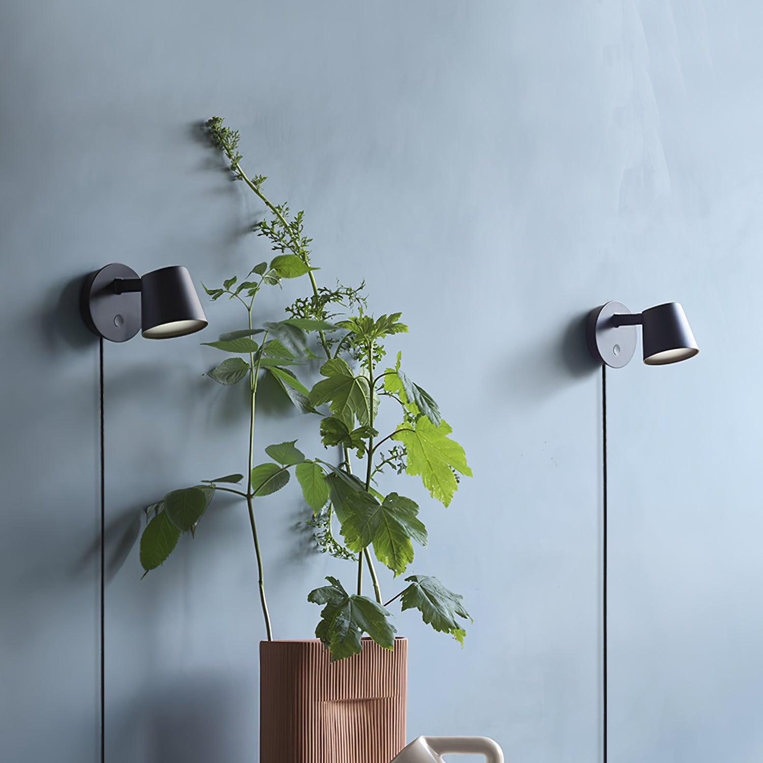 Modern Minimalist Plug In LED Wall Sconce with Adjustable Head and Inline Switch