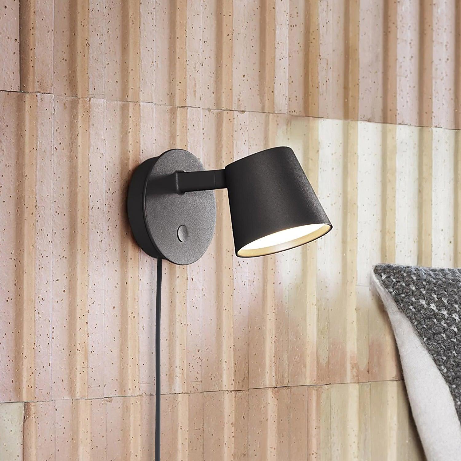 Modern Minimalist Plug In LED Wall Sconce with Adjustable Head and Inline Switch