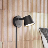 Modern Minimalist Plug In LED Wall Sconce with Adjustable Head and Inline Switch