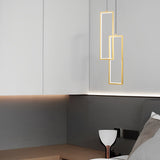 Modern Minimalist Rectangular Copper LED Pendant Light with 3 Color Dimming