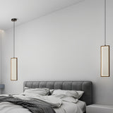 Modern Minimalist Rectangular Copper LED Pendant Light with 3 Color Dimming