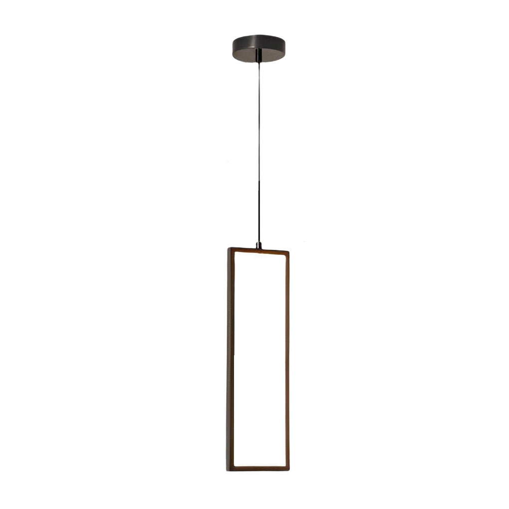 Modern Minimalist Rectangular Copper LED Pendant Light with 3 Color Dimming