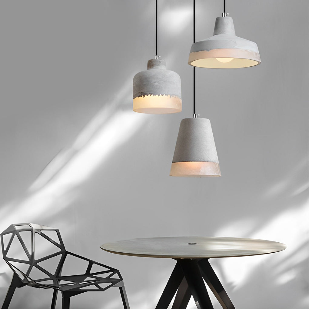 Modern Minimalist Round Cement Pendant Light Industrial Resin Chandelier for Home Decor
