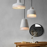 Modern Minimalist Round Cement Pendant Light Industrial Resin Chandelier for Home Decor