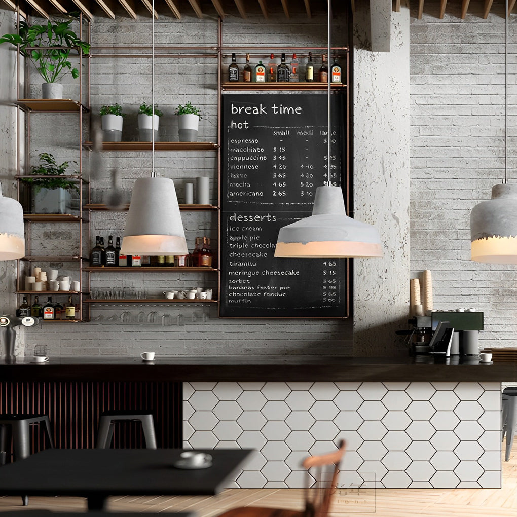 Modern Minimalist Round Cement Pendant Light Industrial Resin Chandelier for Home Decor