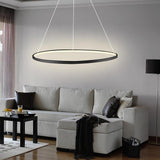 Modern Minimalist Round LED Pendant Light 30W Dimmable Single Ring Hanging Chandelier for Bedroom