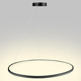 Modern Minimalist Round LED Pendant Light 30W Dimmable Single Ring Hanging Chandelier for Bedroom
