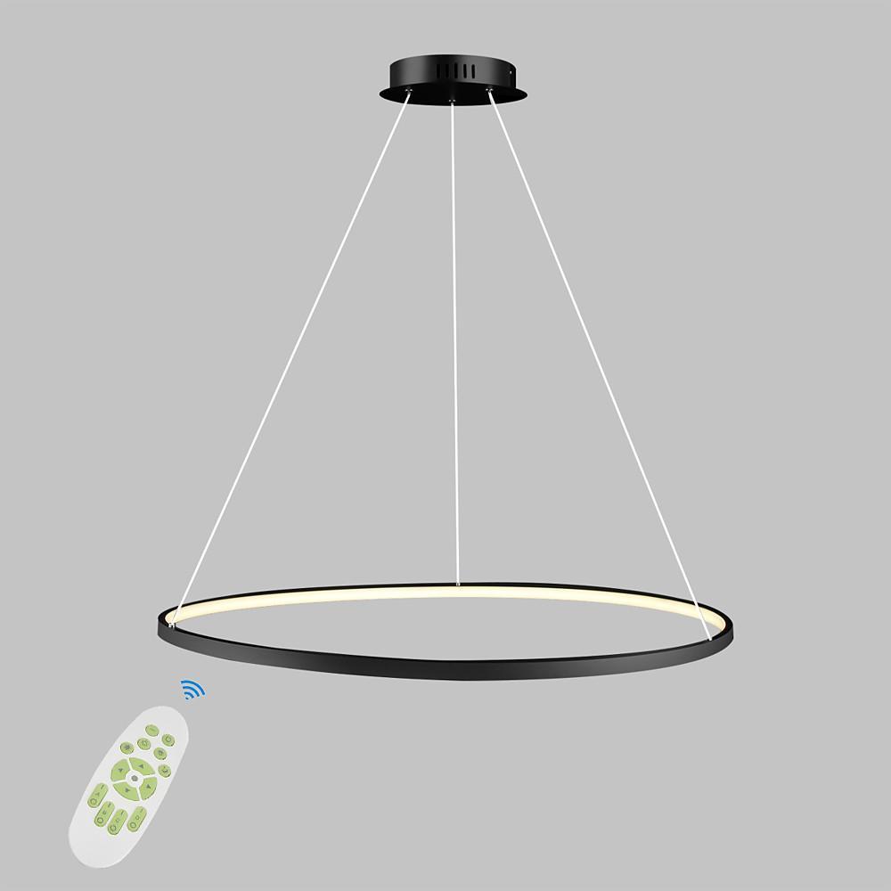 Modern Minimalist Round LED Pendant Light 30W Dimmable Single Ring Hanging Chandelier for Bedroom