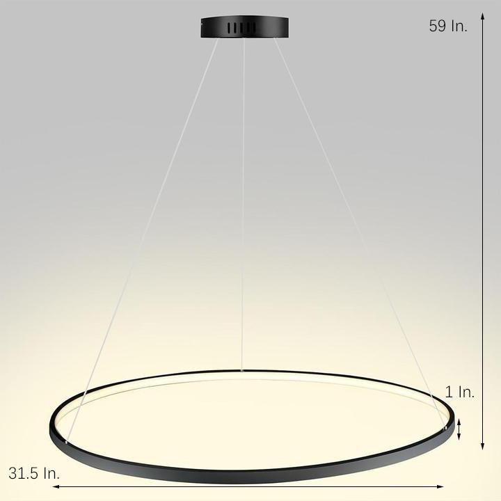 Modern Minimalist Round LED Pendant Light 30W Dimmable Single Ring Hanging Chandelier for Bedroom