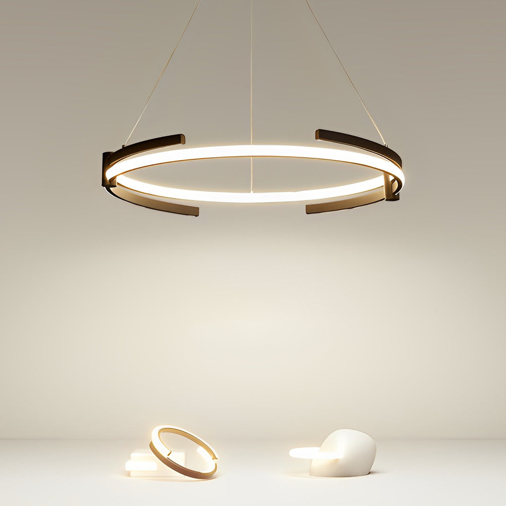 Modern Minimalist Round LED Pendant Light Stepless Dimming Nordic Ring Chandelier
