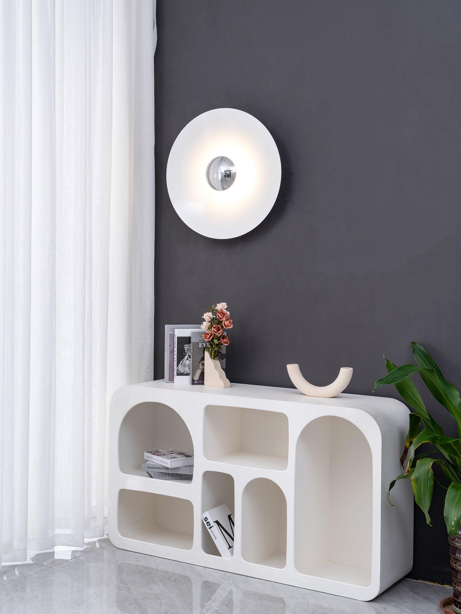Modern Minimalist Round Metal Disc LED Wall Sconce for Indirect Interior Lighting