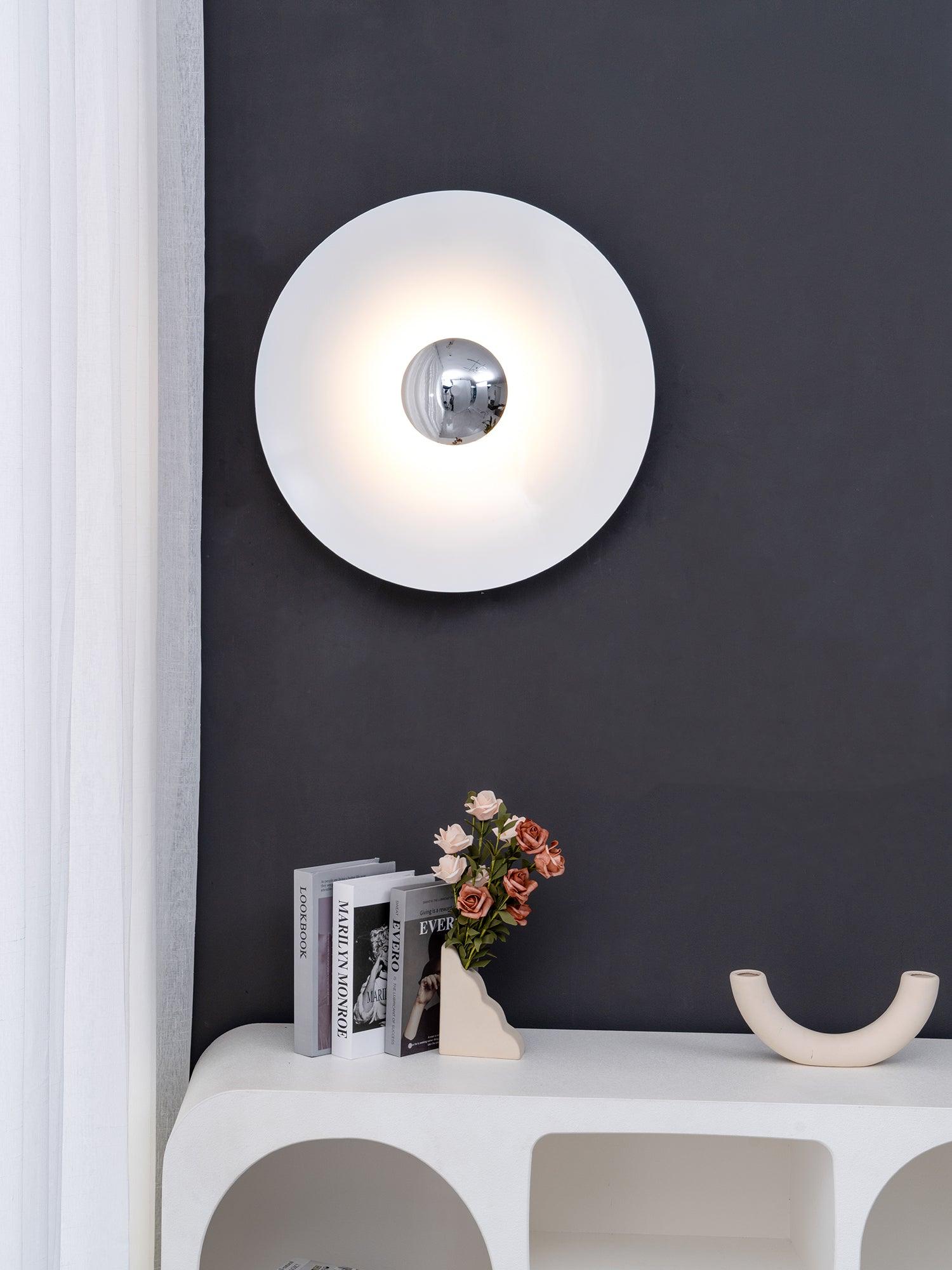 Modern Minimalist Round Metal Disc LED Wall Sconce for Indirect Interior Lighting