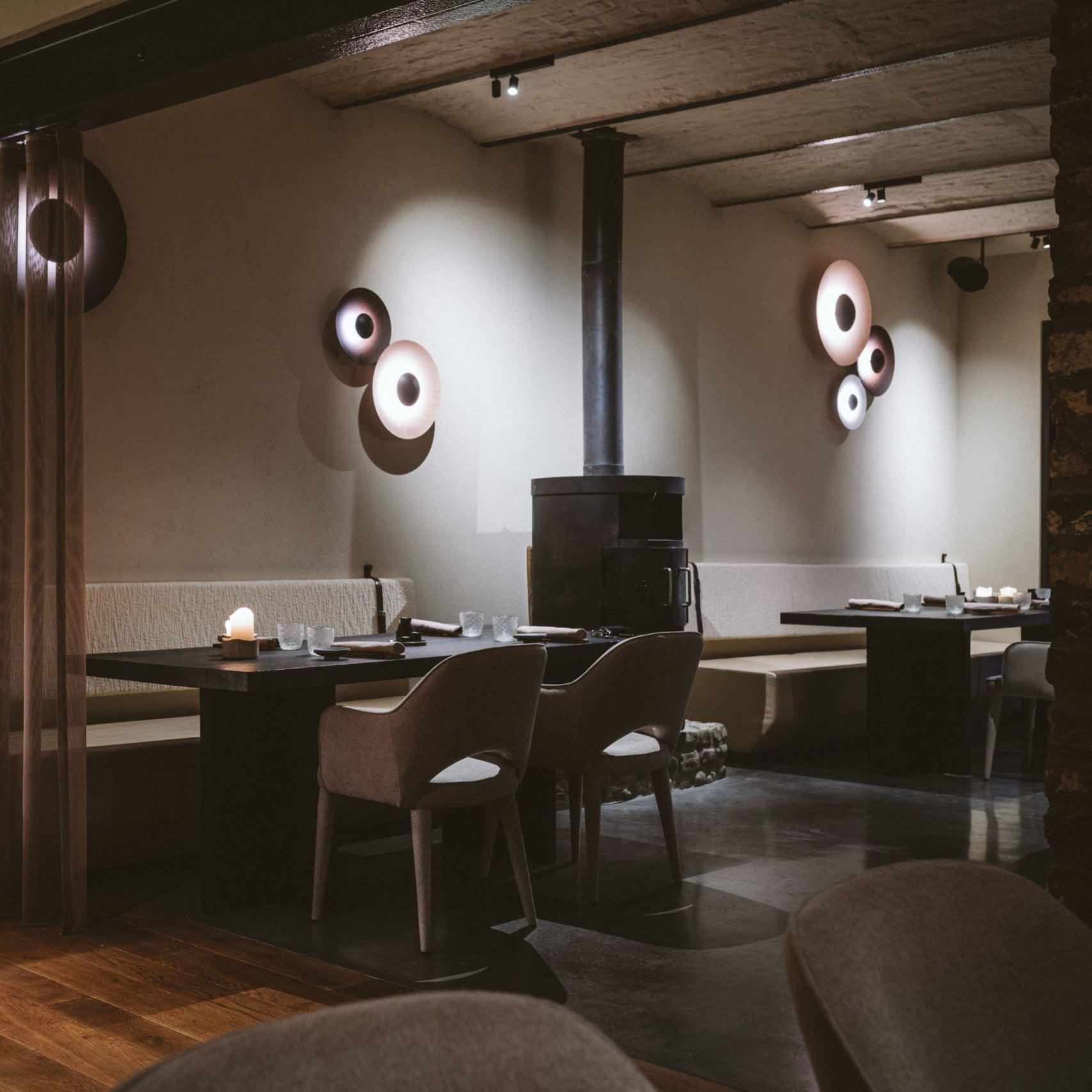 Modern Minimalist Round Metal Disc LED Wall Sconce for Indirect Interior Lighting