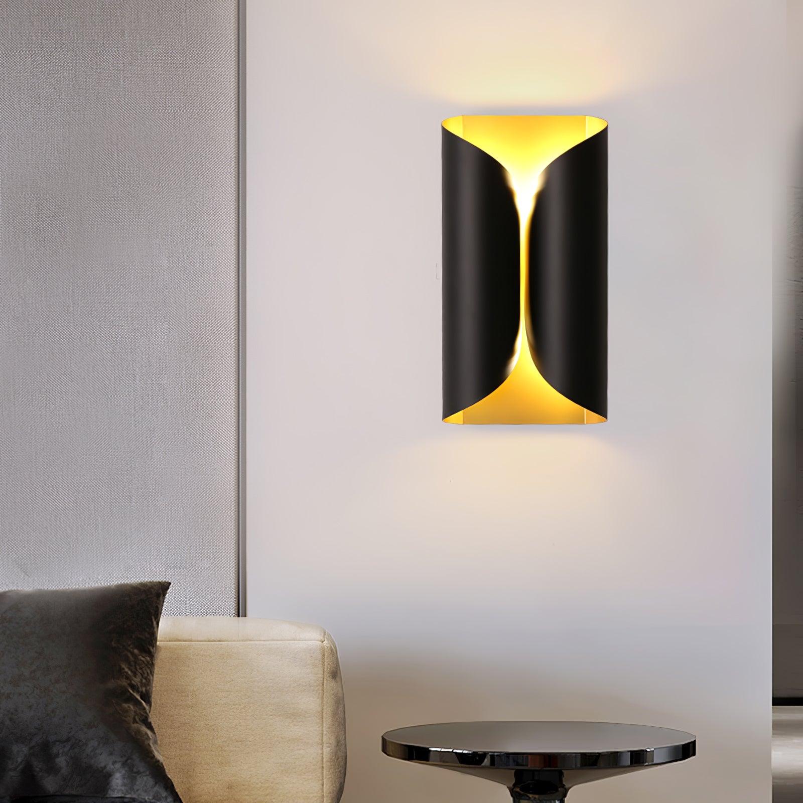 Modern Minimalist Sculptural Wall Sconce Set of Two Decorative LED Bracket Lights