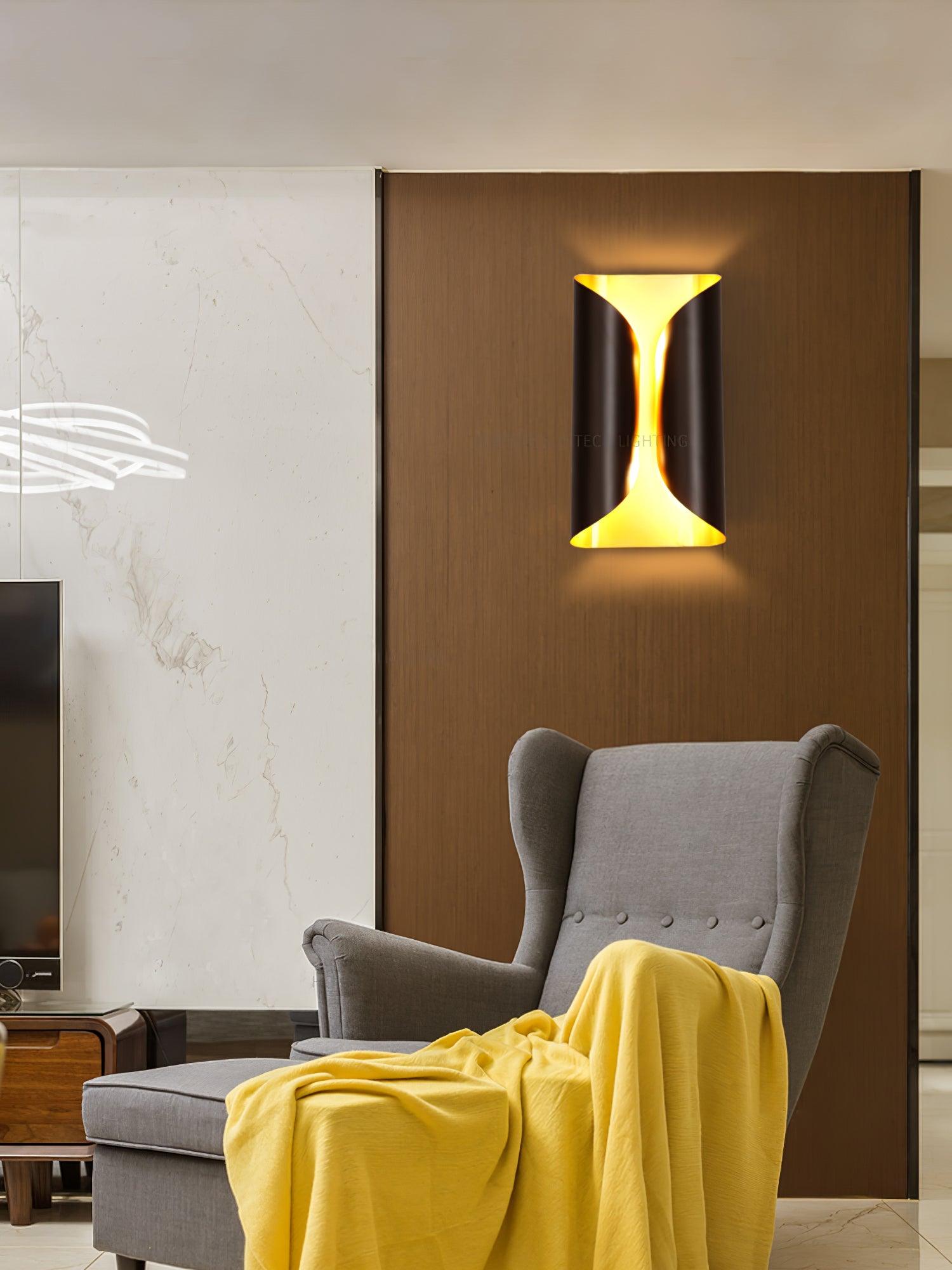 Modern Minimalist Sculptural Wall Sconce Set of Two Decorative LED Bracket Lights