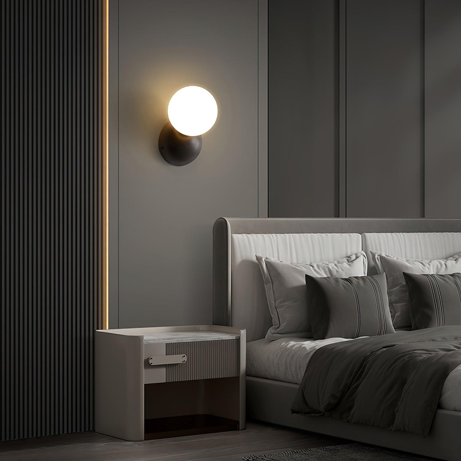 Modern Minimalist Single Globe Wall Sconce Mid Century Brass and Glass Bracket Light