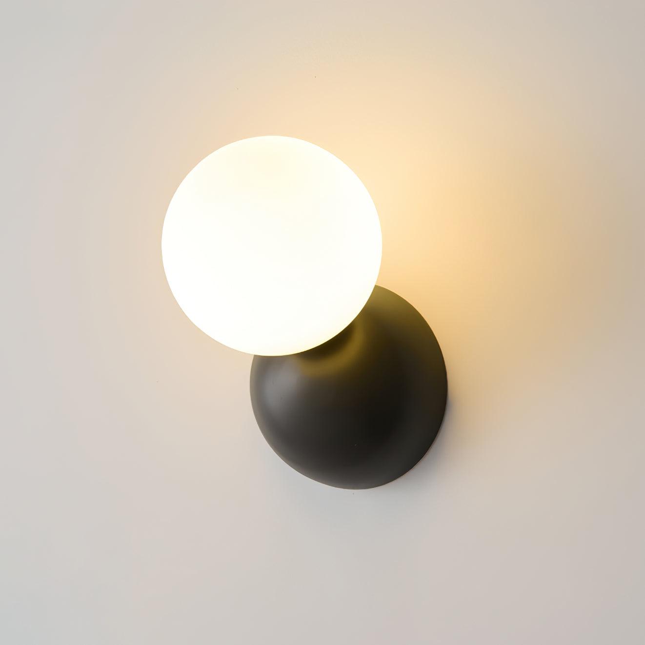 Modern Minimalist Single Globe Wall Sconce Mid Century Brass and Glass Bracket Light
