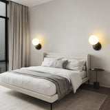 Modern Minimalist Single Globe Wall Sconce Mid Century Brass and Glass Bracket Light