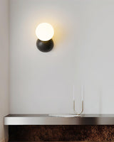 Modern Minimalist Single Globe Wall Sconce Mid Century Brass and Glass Bracket Light
